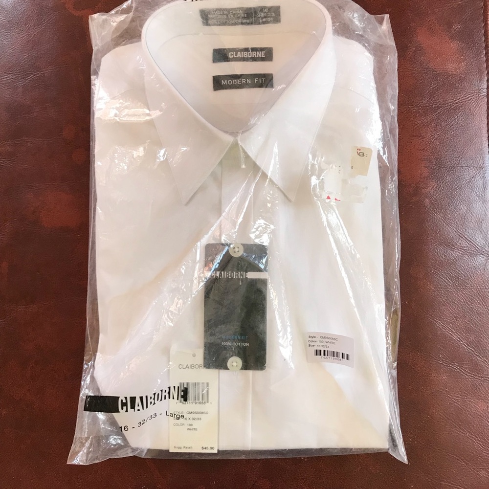 Lot of 8 men’s dress long sleeves Size L16 shirts.